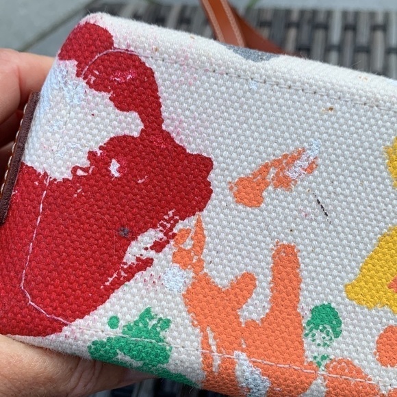 DOONEY & Bourke Painted Canvas Graffiti Shoulder Bag with Leather Trim - Picture 15 of 15